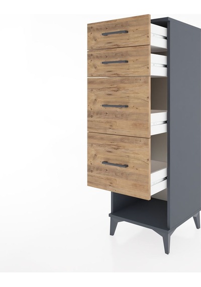 Hyperion Dolap 4 Çekmeceli 44x44x134 Antrasit-çam Antrasit