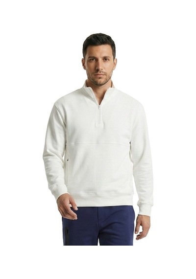 Sportive Nolan Zip Neck Erkek Beyaz Günlük Stil Sweatshirt 26ye0004-kbyz