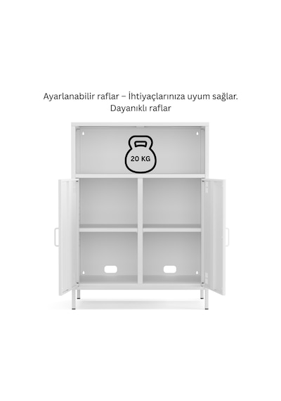 Pera Metal Dolap 2 Kapılı, Açık Raflı 80,50 X 40 X 109,50 Cm - 9 Renk Seçeneği Bulunmaktadır Ral 9016 Beyaz Pera Metal Dolap 2 Kapılı, Açık Raflı 80,50 X 40 X 109,50 Cm - 9 Renk Seçeneği Bulunmaktadır Ral 9016 Beyaz