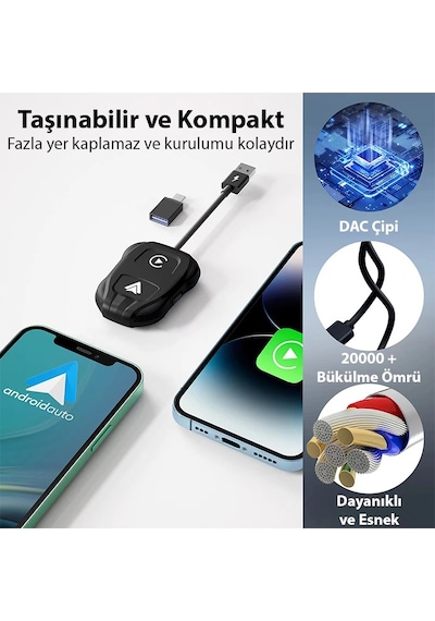 Ally İphone-android Kablosuz Carplay Dongle 5ghz Adaptör Çevirici