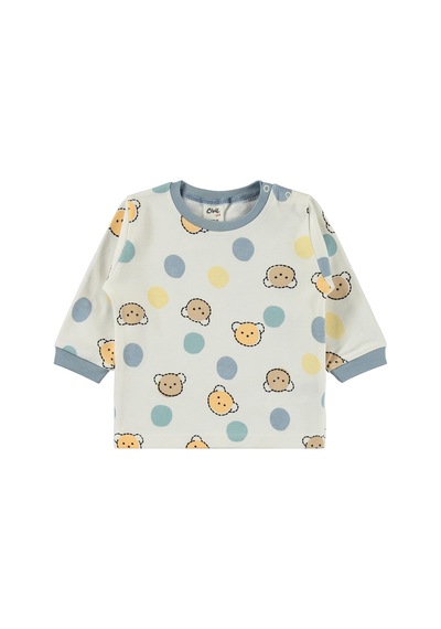Civil Baby Ayıcık Baskılı 6-18 Ay Pijama Takımı - Ekru