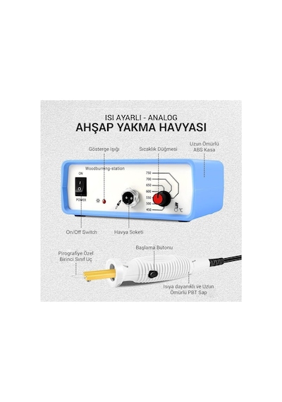 Class ZD-8905 New Isı Ayarlı Ahşap Yakma Makinesi 4X Gölgeleme Uçlu Set + Tel Fırça