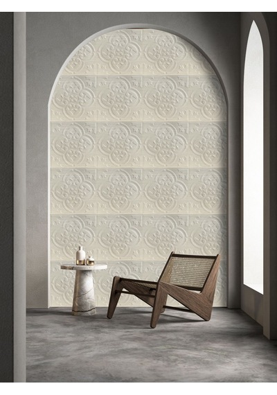 3 Boyutlu Duvar Paneli Kabartmalı Solo Desen Pvc 41x41 Cm/ 6 Adet /1 M² Beyaz Huş