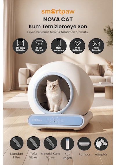 Smartpaw Nova Cat Akıllı Otomatik Kedi Tuvaleti Distribütör Garantili