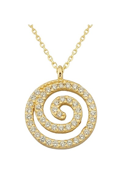Altın Taşlı Spiral Kolye