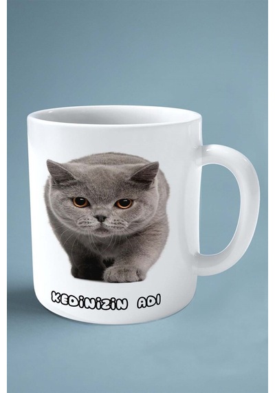 British Shorthairt Kedi İsimli Kişiye Özel Baskılı Kupa Bardak Model 3 Çok Renkli