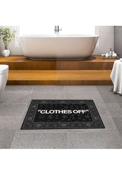 Evaşk Banyo Paspası İpeksi Kadifemsi Halı Yüzey Kaymaz Taban 45x75 BM01545S Siyah