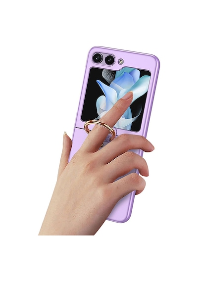 Rba Aksesuar Galaxy Uyumlu Z Flip 5 Kılıf Rba Kıpta Yüzüklü Flip Sert Kapak - Gri gri
