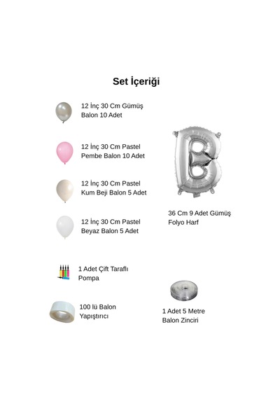 Bride To Be Tema Gümüş Folyo Harf Pembe Beyaz Gümüş Kum Beji Balonlu Pompa Hediyeli Süsleme Gümüş - Pembe