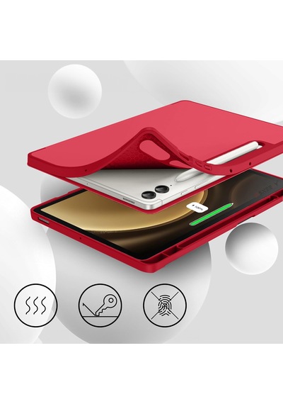 Samsung Galaxy  Uyumlu Tab  S10 Plus X820 12.4 İnç Kılıf  Premium Silikon Kalem Bölmeli Smart Case Kapaklı Kılıf