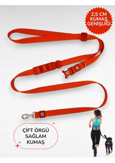 Caramelos Hands-free Eller Serbest Gezdirme Kayışı- Köpek Gezdirme Kayışı - Eller Serbest- Köpek Gezdirme İpi Turuncu