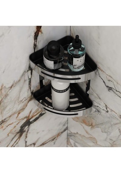 Lüx 2 Katlı Paslanmaz Banyo Rafı - Krom - 40 Cm Çok Renkli