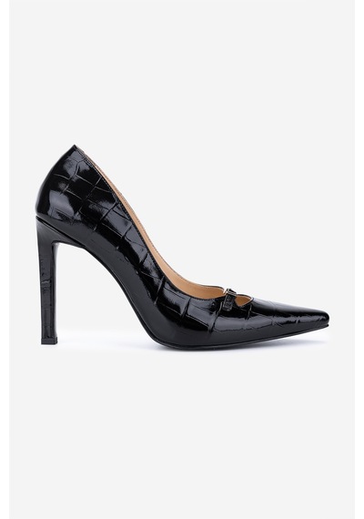 Valmenti Kadın Hakiki Deri Siyah Kroko Stiletto Ayakkabı 1138 4930 Bn Ayk Sk25-26 Sıyah Kroko Siyah