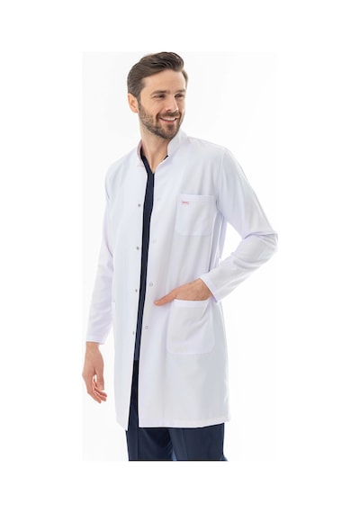 Hakim Yaka Erkek Doktor Önlüğü Alpaka Kumaş Uzun Boy Beo103 Beyaz