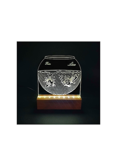 Akvaryum Led Işıklı Pleksi Kişiye Özel Gece Lambası Beyaz - 738338809 Beyaz