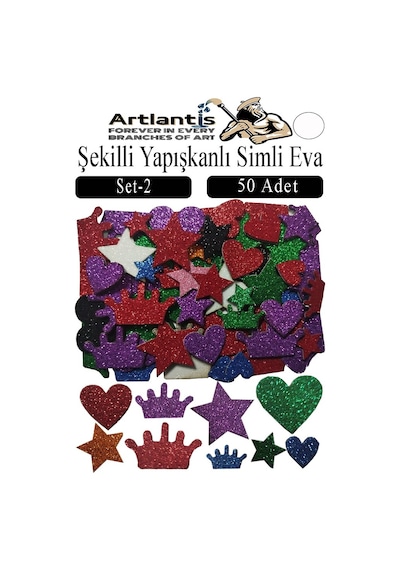 Şekilli Simli Eva Yapışkanlı 50 Li 1 Paket Kendinden Yapışkanlı Simli Eva Sticker Okul Öncesi Kreş Ana Sınıfı Beyaz
