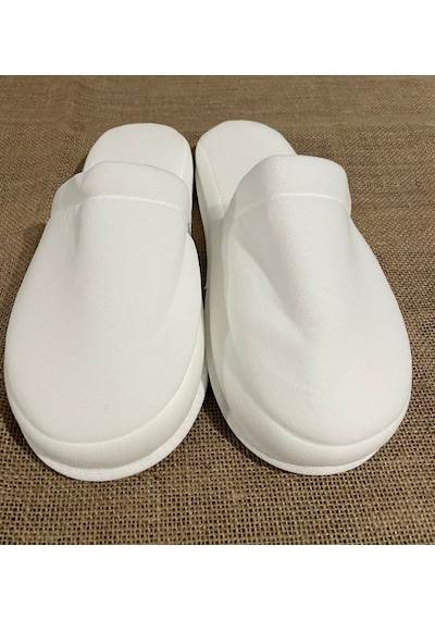 100 Çift Çift Kat Polyester Havlu Süslenebilir Lohusa Terliği Kalın Sünger Taban Otel Banyo Terlik Beyaz