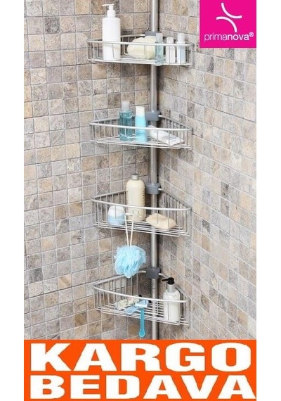 Primanova Alüminyum Raflı Yaylı Banyo Köşe Rafı M-N29-30 Çok Renkli