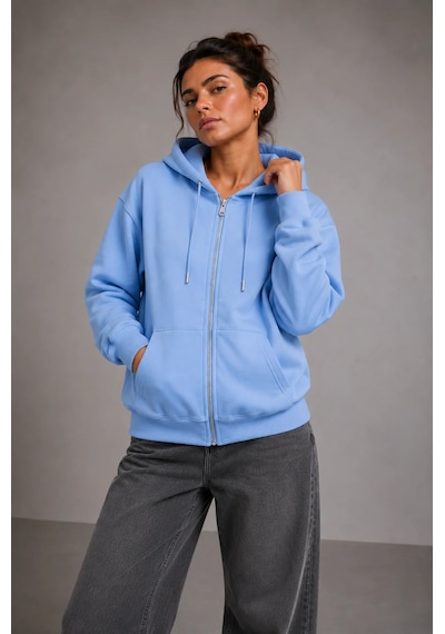 Bb Butik Basic Kadın Oversize Fermuarlı Kapüşonlu Sweatshirt Üç İplik Sweatshirt Hırka My3535 Mavi Bb Butik Basic Kadın Oversize Fermuarlı Kapüşonlu Sweatshirt Üç İplik Sweatshirt Hırka My3535 Mavi