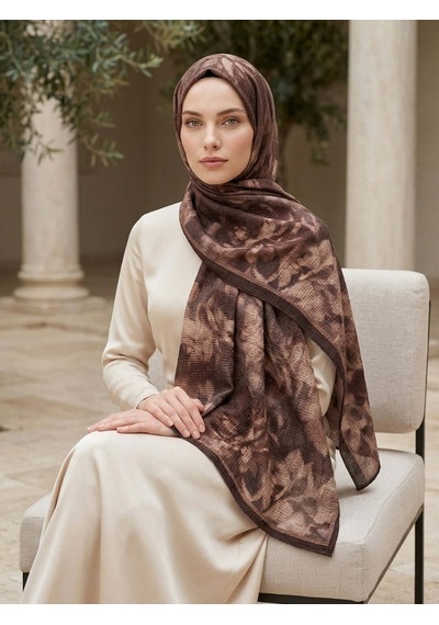 Camellia Scarfs Frosted Bloom Müslin Şal Acı Kahve - Derin Ve Doğal Stil