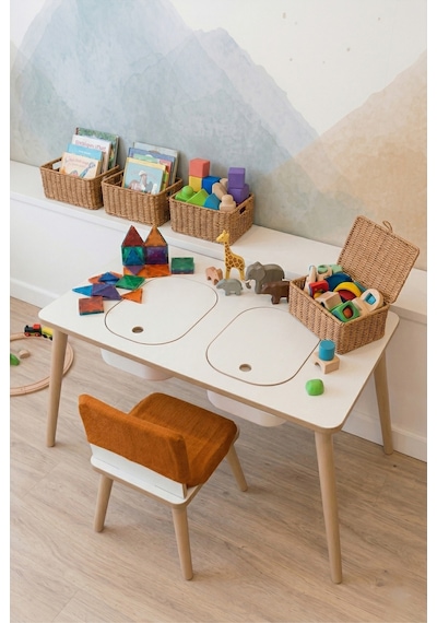 Montessori Çocuk Masası - Oyun Masası - Aktivite Masası - Çalışma Masası - Etkinlik Masası Beyaz Montessori Çocuk Masası - Oyun Masası - Aktivite Masası - Çalışma Masası - Etkinlik Masası Beyaz