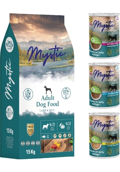 Mystic Kuzu Etli Köpek Maması 15 KG + 3 Adet Konserve Mystic Kuzu Etli Köpek Maması 15 KG + 3 Adet Konserve