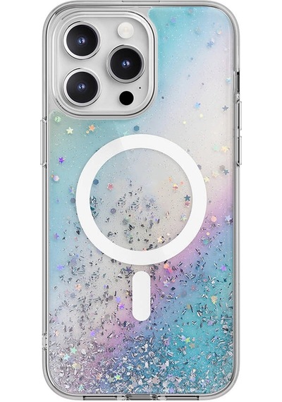 Apple Uyumlu iPhone 15 Pro Max Kılıf M-safe Şarj Özellikli Parlayan Simli Şeffaf Lisanslı Switcheasy Starfi Colorful