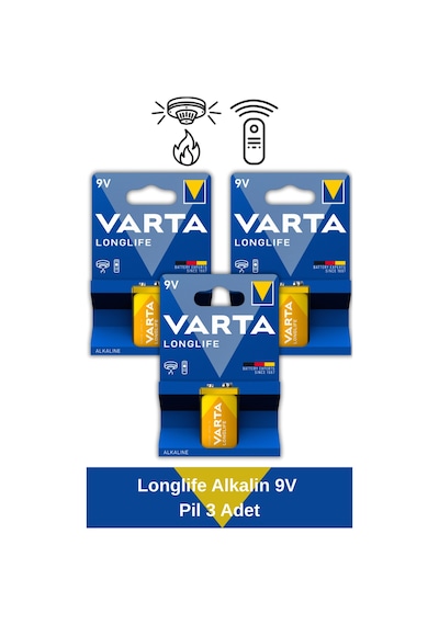 Longlife Alkalin 9v Pil 3'lü Paket