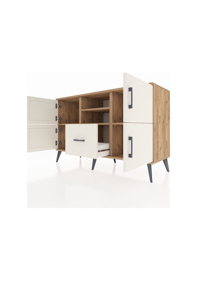 Kronos Konsol 4 Raflı Tek Çekmeceli 4 Kapaklı 132x59x83 Çam-aytaşı/aytaşı Aytaşı/aytaşı