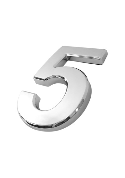 Yapışkanlı Kapı Numarası Küçük Boy 50 Mm 5 Cm Numara 5 Rakam Beş Sayısı Krom Renk Numaralar 1 Adet Diğer