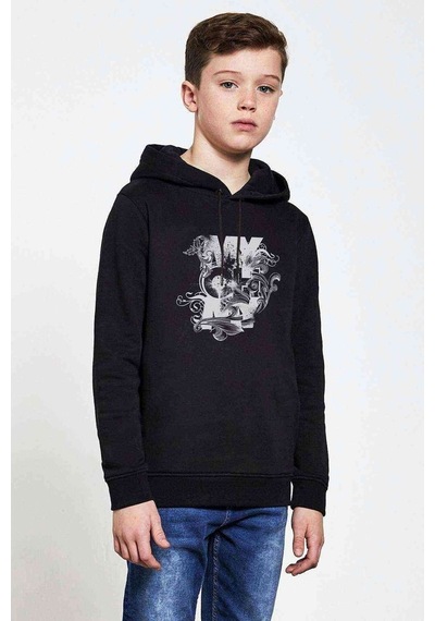 Tshirthane My Oh My Baskılı Unisex Çocuk Kapüşonlu Siyah Sweatshirt