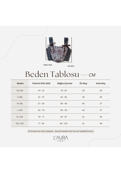 L'aura Corset Paisley Desenli Çift Taraflı Bayan Korse Büstiyer Çok Renkli