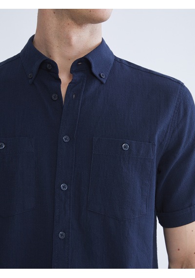 Lcwaıkıkı Classic Lacivert Regular Fit Kısa Kollu Erkek Dokulu Gömlek