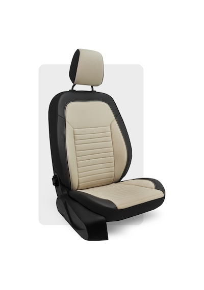 Otexo Highline Taytüyü Hafif Ticari Arka 2+1 Airbag Uyumlu Universal Oto Koltuk Kılıfı Krem - Siyah