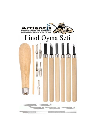 Linol Oyma Seti 13 Parça 1 Paket Ve Kretuar Bıçak Seti Linol Oyma Kesme Bıçak Seti Bıçaklı Linolyum Baskı Ahşap Saplı