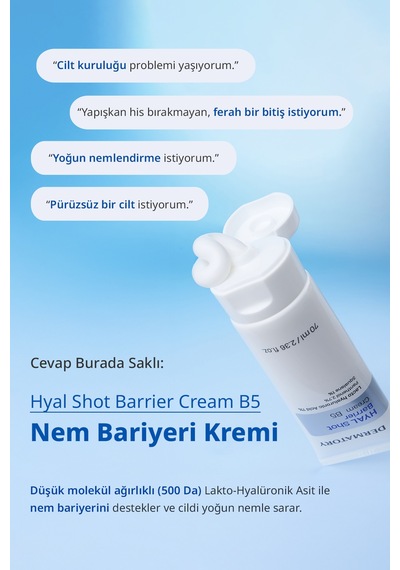 Hyalüronik Asitli Nem Bariyerini Güçlendiren Nemlendirici Krem Dermatory Hyal Shot Barrier Cream B5