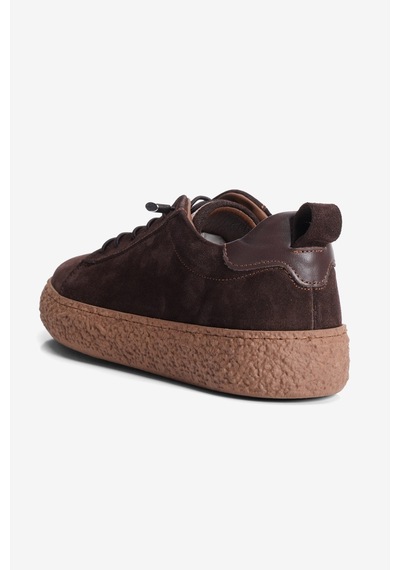 Mubiano Kadın Hakiki Süet Sneaker Lastik Bağcıklı Krep Taban Roan Kahverengi