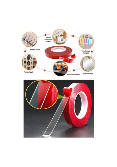 2 Metre 2 Cm Çok Amaçlı Çift Taraflı Bant Silikonlu Şeffaf Montaj Bandı Nano Teknoloji Band Diğer