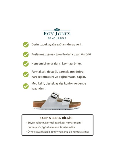Roy Jones Unisex Ortopedik Tabanlı Konfor Modeli Terlik Çift Bantlı Tokalı Günlük Rahat Dışarı Ev İçi Terliği Beyaz Roy Jones Unisex Ortopedik Tabanlı Konfor Modeli Terlik Çift Bantlı Tokalı Günlük Rahat Dışarı Ev İçi Terliği Beyaz