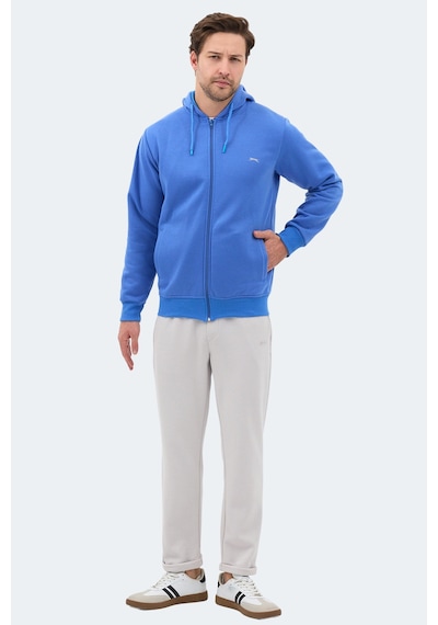Slazenger Majestıc I Erkek Fermuarlı Kapüşonlu Cepli Indigo Sweatshırt Indigo