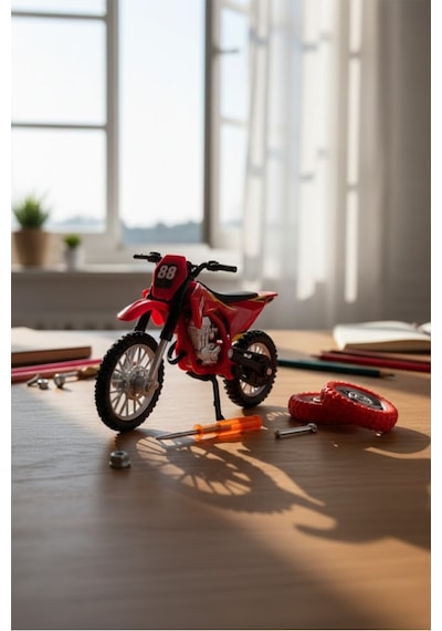 Model Cross Kırmızı Motorsiklet Sök Tak Tekerlekli 1:18 Ölçek 3+ Yaş Çok Renkli