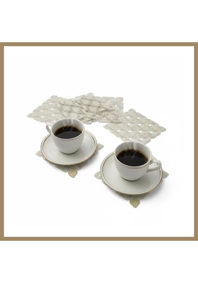 Bezos 6 Lı Dantel Kahve Sunumluğu 15x15 Cm Asorti Desenli Şık Bardak Altlığı 22 Çok Renkli