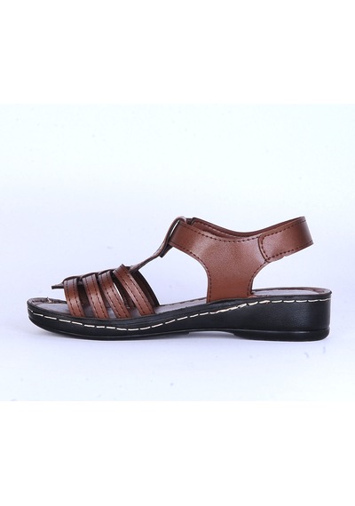 Moda Ayakkabı 185 Polero Kadın Yazlık Sandalet Kahverengi
