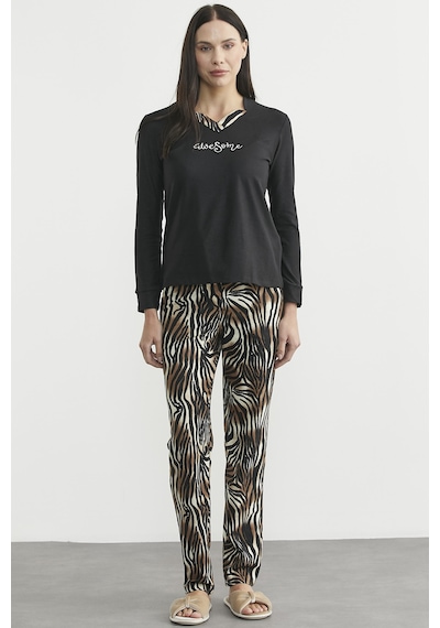 Sementa Leopar Kombinli Pijama Takım - Siyah Siyah
