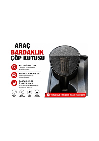 Araç Çöp Kutusu , Araç Bardaklık Çöp Kovası , Araç Bardaklığa Takılan Çöp Kutusu