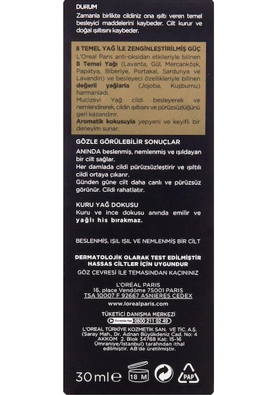 L'Oreal Paris Mucizevi Günlük Yüz Bakım Yağı 30 ML
