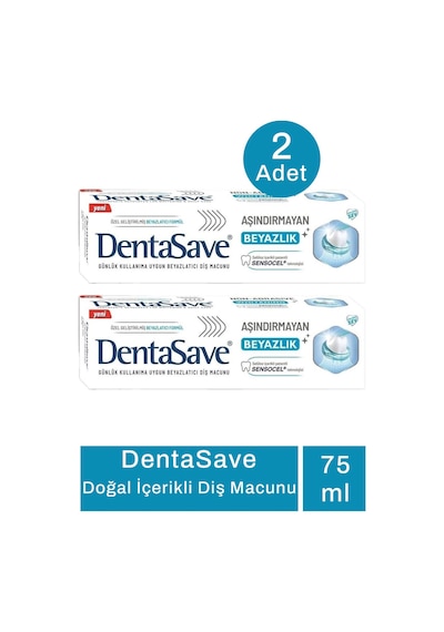Dentasave Aşındırmayan Beyazlık Diş Macunu 2 x 75 ML