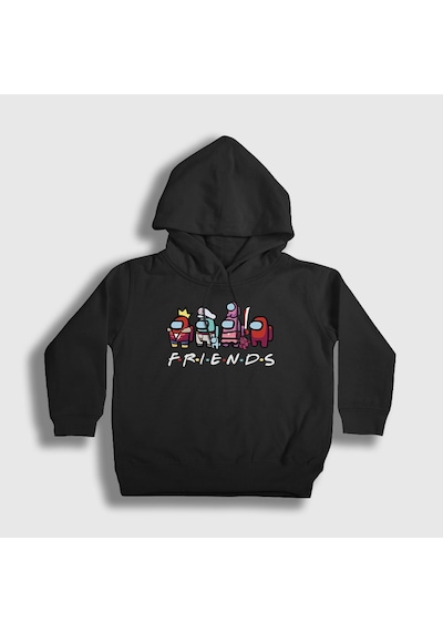 Presmono Unisex Çocuk Friends Among Us Kapüşonlu Sweatshirt Siyah