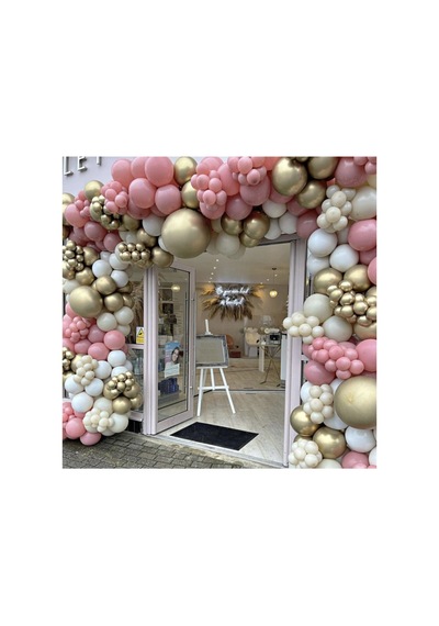 Krom Gold Toz Pembe Sütlü Kahve Ve Duman Balon Zinciri 100 Adet Mix