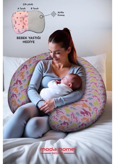Hamile Yastığı,sarılma Yastığı Aktivite Yastığı Pamuk Kumaş Pembe Pembe - Pembe